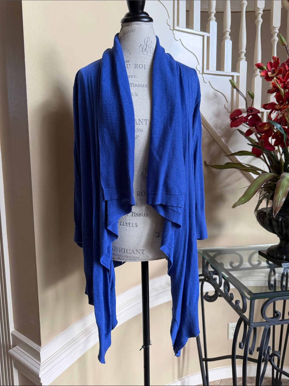 CAbi Draped Open-Front Cardigan - Royal Blue